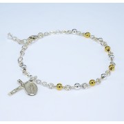 4mm Sterling Rosary Bracelet w/6 GS Beads - Boxed