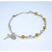 6mm Sterling Rosary Bracelet w/6 GS Beads - Boxed