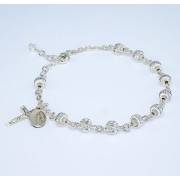 6mm Sterling Silver Fancy Rosary Bracelet - Boxed