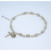 5 x 7mm Sterling Silver Twisted Oval Corrugated Rosary Bracelet - Boxed