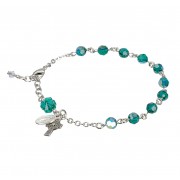 Emerald Clover Shaped Finest Austrian Crystal Bead Rosary Bracelet