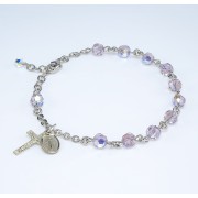 6mm Finest Light Amethyst (AB)Sterling Rosary Bracelet - Boxed