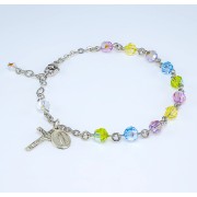 6mm Finest Multi Color (AB) Sterling Rosary Bracelet - Boxed