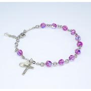 6mm Finest Pink (AB) Sterling Rosary Bracelet - Boxed