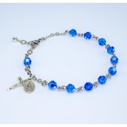 6mm Finest Sapphire (AB) Sterling Silver Rosary Bracelet - Boxed