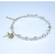 7.25 x 6.5mm Sterling Acorn Cap Rosary Bracelet - Boxed
