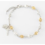 Corrugated Gold over Sterling Rosary Bracelet 7mm