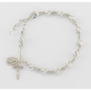 6mm Sterling Silver Twisted Corrugated Fancy Rosary Bracelet - Boxed