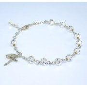 7mm Sterling Silver Frosted Swirl Rosary Bracelet - Boxed