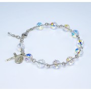 8mm Finest Round Fireball Bead (AB) Sterling Rosary Bracelet - Boxed