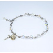 6mm Finest Fireball Crystal Sterling Rosary Bracelet - Boxed