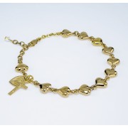 Gold Over Sterling Silver High Polish Heart Bracelet w/1124 & 1802 - Boxed