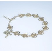 Pierced Miraculous Medal Sterling Silver Rosary Bracelet 10mm