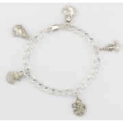 Solid Sterling Silver Charm Saint Medals Bracelet