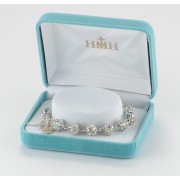 Multi-Set Crystal Aurora Faceted Sterling Silver Rosary Bracelet 8mm
