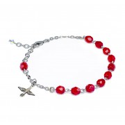6mm Red Rosary Bracelet w/Sterling Medal - Boxed