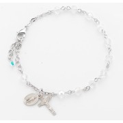 5mm Crystal Faceted Bead Rosary Bracelet w/Sterling Miraculous Medal & Sterling Crucfix - Boxed