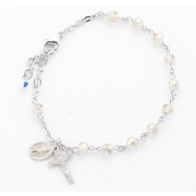 5mm Silk Faceted Crystal Bead Rosary Bracelet w/ Sterling Miraculous Medal and Sterling Crucifix - Boxed 5mm Silk Faceted Crystal Bead Rosary Bracelet w/ Sterling Miraculous Medal and Sterling Crucifix - Boxed