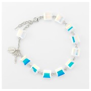 Aurora Multi-Faceted Square Finest Austrian Crystal Rosary Bracelet 10mm