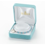 4mm Finest Aqua Rosary Bracelet w/ Sterling Medals - Boxed