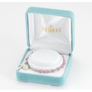 4mm Finest Pink Rosary Bracelet w/Sterling Medals - Boxed