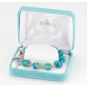 10mm Blue Agate Swirl Rosary Bracelet w/S2121B+3859 - Boxed 10mm Blue Agate Swirl Rosary Bracelet w/S2121B+3859 - Boxed