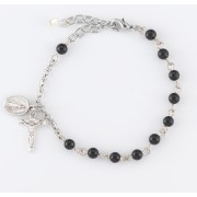 4mm Onyx Rosary Bracelet w/Sterling Medals - Boxed