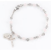 4mm Genuine Rose Quartz Rosary Bracelet - Boxed