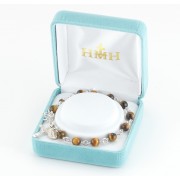 6mm Tiger Eye Rosary Bracelet w/Sterling Medals - Boxed