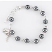 8mm Hematite Sterling Rosary Bracelet - Boxed