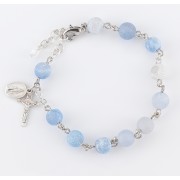 8mm Round Weathered Blue Agate Rosary Bracelet Boxed