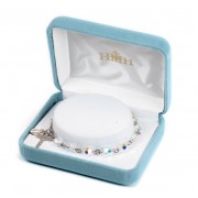 6mm Finest Crystal Rosary Bracelet w/Sterling Medals - Boxed