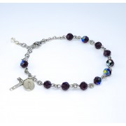 6mm Finest Garnet Rosary Bracelet w/Sterling Medals Boxed
