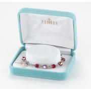 6mm Finest Ruby Rosary Bracelet w/Sterling Medals - Boxed