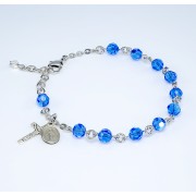 6mm Finest Sapphire Rosary Bracelet w/Sterling Medals - Boxed