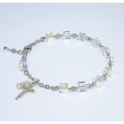 6mm Finest Crystal Rosary Bracelet w/Sterling Medals - Boxed