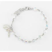 6mm Finest Fireball Crystal Rosary Bracelet W/ Sterling Medals - Boxed
