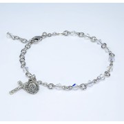 4mm Finest Bicone Crystal Plated Bracelet w/Silver Oxidized Medals - Boxed