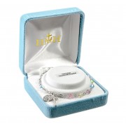 4mm Finest Bicone Multi-Color Plated Bracelet w/Silver Oxidized Medals - Boxed