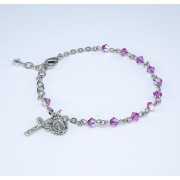 4mm Finest Bicone Pink Plated Bracelet w/Silver Oxidized Medas - Boxed