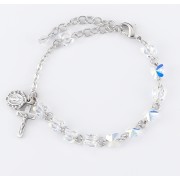 6mm Finest Crystal (AB) Butterfly Plated Rosary Bracelet W/Silver Oxed Medals - Boxed 6mm Finest Crystal (AB) Butterfly Plated Rosary Bracelet W/Silver Oxed Medals - Boxed