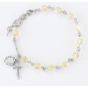 6mm Finest Jonquil Rosary Bracelet w/Silver Oxidized Medals - Boxed