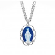 Sterling Silver Genuine Cam Miraculous Fancy Edge Oval 18" Chain - Boxed - Necklace