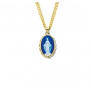Gold Over Sterling Gen Cameo Miraculous Blue 3/4" Oval 18" Chain - Boxed - Necklace