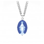 Genuine Cameo Oval Miraculous Blue- 18" Chain - Boxed - Necklace