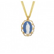 Gold Over Sterling Genuine Cameo OL of Guadalupe 18" Chain - Boxed - Necklace