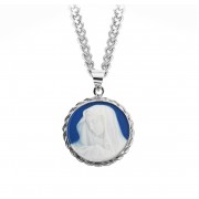 Sterling Silver Genuine Cameo Sorrowful Mother 18" Chain - Boxed - Necklace