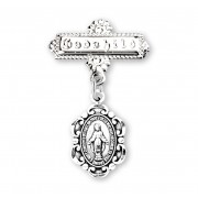 Sterling Silver Small Baroque Miraculous W/ Godchild Pin - Boxed Sterling Silver Small Baroque Miraculous W/ Godchild Pin - Boxed