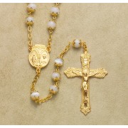 Gold Over Sterling Double Capped Imitation Pearl Rosary