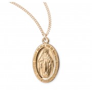 16kt Gold Over Sterling Tiny Oval Miraculous - 13" Chain - Boxed - Necklace